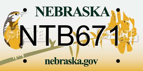 NTB671 Nebraska License Plate