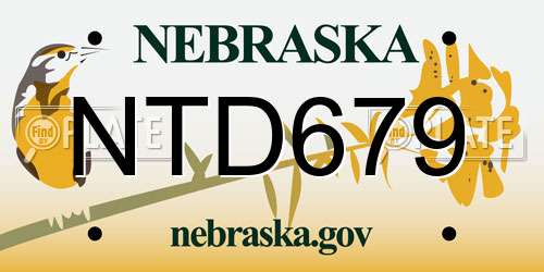 NTD679 Nebraska License Plate