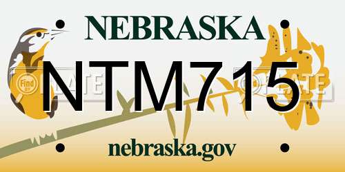 NTM715 Nebraska License Plate