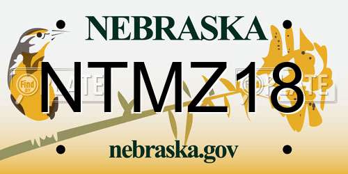 NTMZ18 Nebraska License Plate