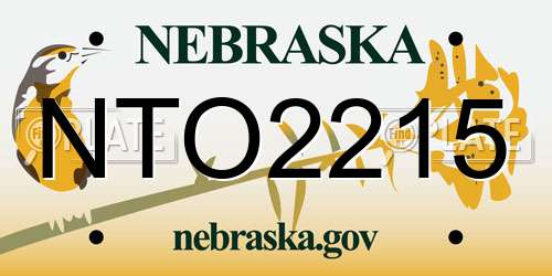 NTO2215 Nebraska License Plate