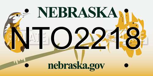 NTO2218 Nebraska License Plate