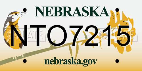 NTO7215 Nebraska License Plate