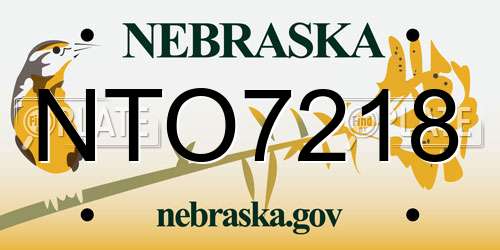 NTO7218 Nebraska License Plate