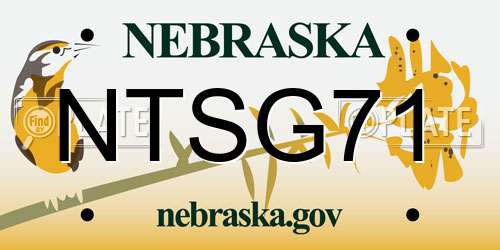 NTSG71 Nebraska License Plate