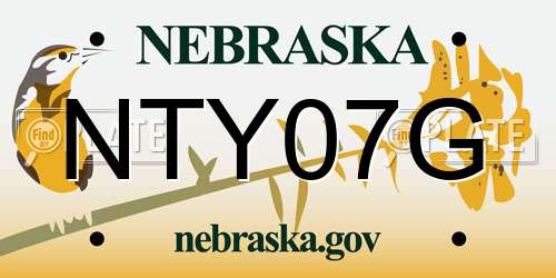 NTY07G Nebraska License Plate