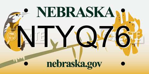 NTYQ76 Nebraska License Plate