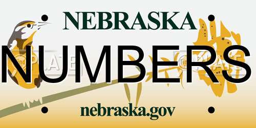 NUMBERS Nebraska License Plate