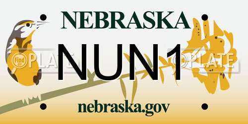 NUN1 Nebraska License Plate