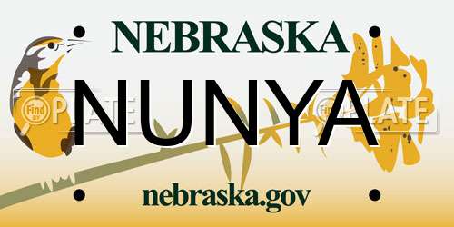 NUNYA Nebraska License Plate