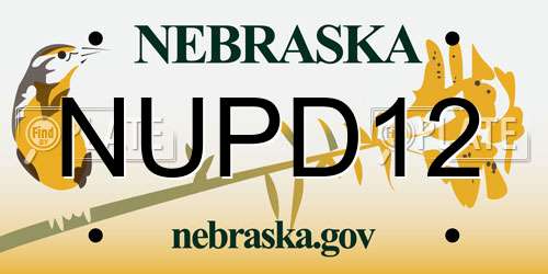 NUPD12 Nebraska License Plate