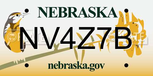 NV4Z7B Nebraska License Plate