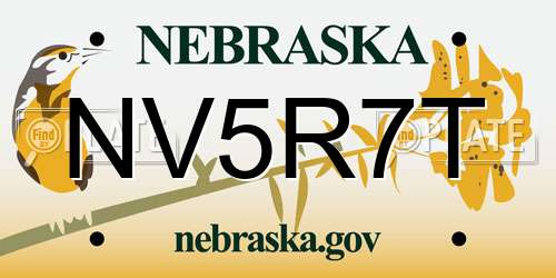 NV5R7T Nebraska License Plate
