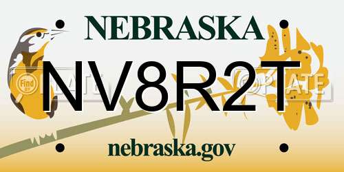 NV8R2T Nebraska License Plate