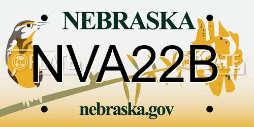 NVA22B Nebraska License Plate