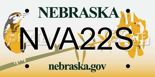 NVA22S Nebraska License Plate