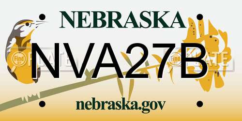 NVA27B Nebraska License Plate