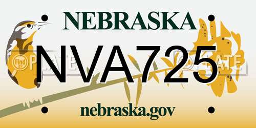 NVA725 Nebraska License Plate