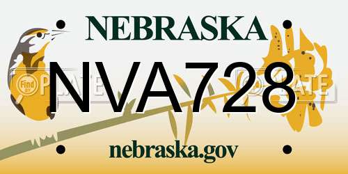 NVA728 Nebraska License Plate