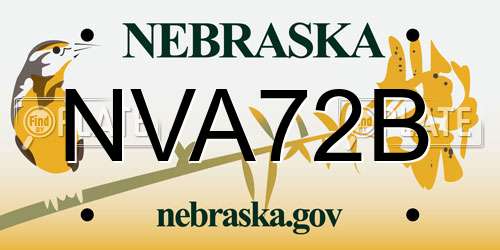 NVA72B Nebraska License Plate