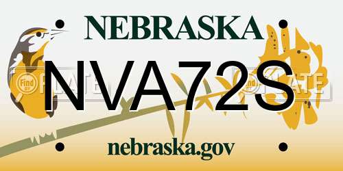 NVA72S Nebraska License Plate