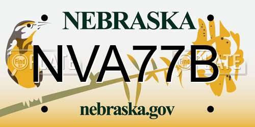 NVA77B Nebraska License Plate