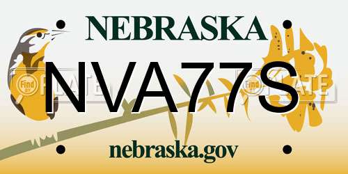 NVA77S Nebraska License Plate