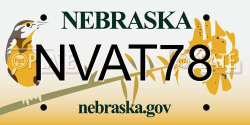 NVAT78 Nebraska License Plate