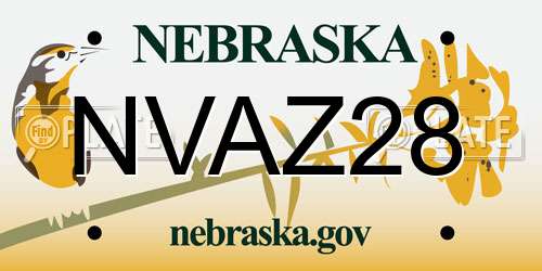 NVAZ28 Nebraska License Plate