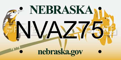 NVAZ75 Nebraska License Plate