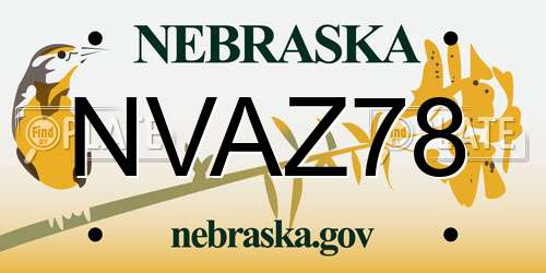 NVAZ78 Nebraska License Plate