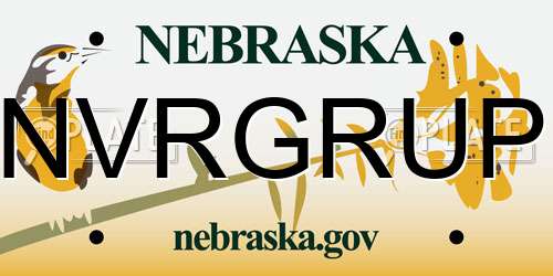 NVRGRUP Nebraska License Plate