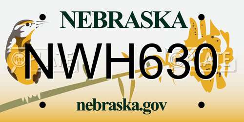 NWH630 Nebraska License Plate