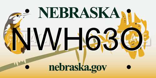 NWH63O Nebraska License Plate