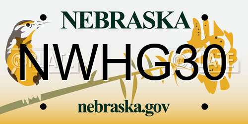 NWHG30 Nebraska License Plate