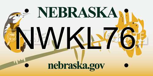 NWKL76 Nebraska License Plate