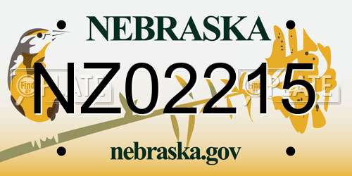 NZ02215 Nebraska License Plate