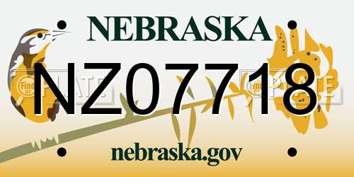 NZ07718 Nebraska License Plate