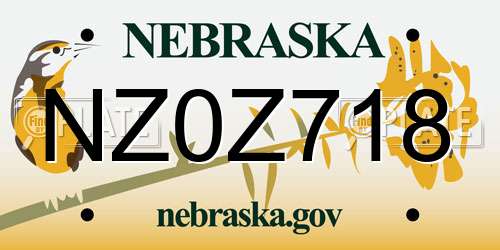 NZ0Z718 Nebraska License Plate