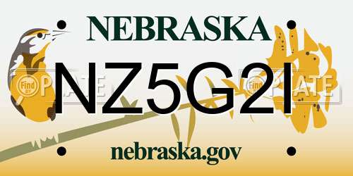 NZ5G2I Nebraska License Plate
