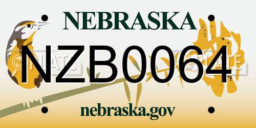 NZB0064 Nebraska License Plate