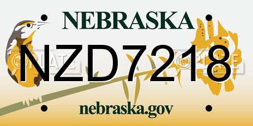 NZD7218 Nebraska License Plate
