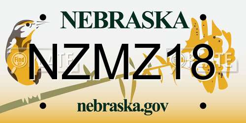 NZMZ18 Nebraska License Plate