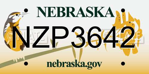 NZP3642 Nebraska License Plate
