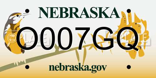 O007GQ Nebraska License Plate