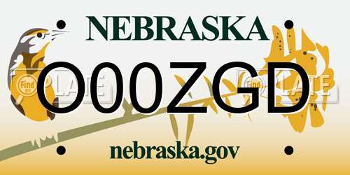 O00ZGD Nebraska License Plate