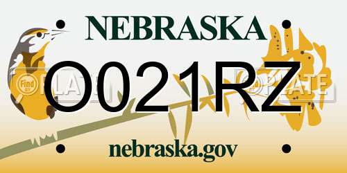 O021RZ Nebraska License Plate
