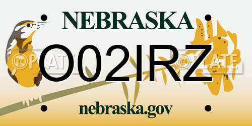 O02IRZ Nebraska License Plate