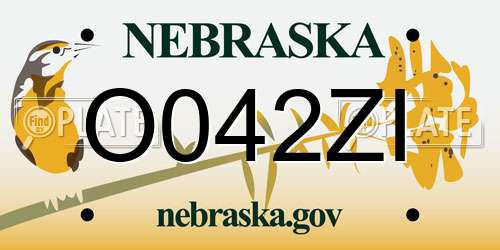 O042ZI Nebraska License Plate