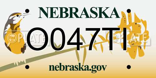 O047TI Nebraska License Plate